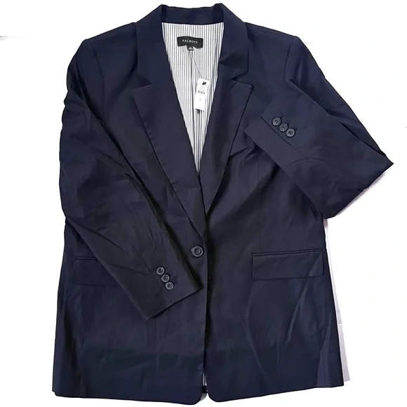 NWT New Talbots Women’s Relaxed 90s Blazer in Navy Blue (14) - Picture 6 of 10
